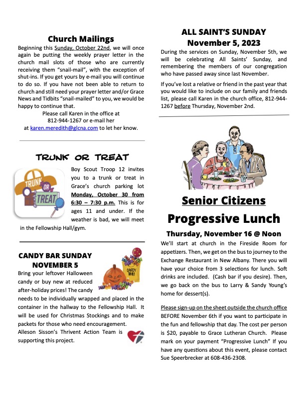 NEWS & TIDBITS - Grace Lutheran Church